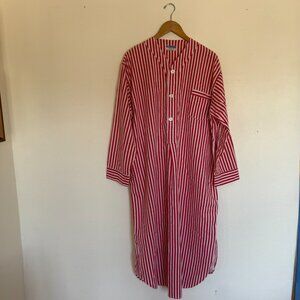 Vintage Red and White Stripe Long Night Shirt Nightgown Large